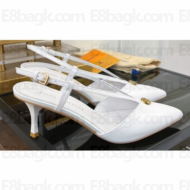 Louis Vuitton Heel 6.5cm calf leather Stellar Slingback Pumps White 2024