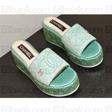 Chanel Strass Heel CC Logo Platform Mules 04 2024