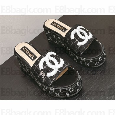 Chanel Strass Heel CC Logo Platform Mules 05 2024
