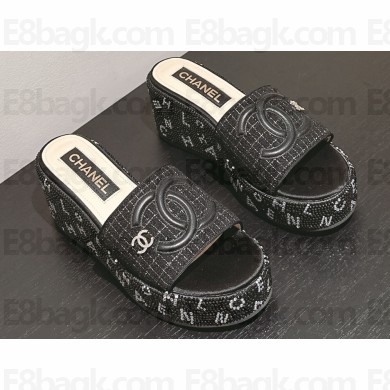 Chanel Strass Heel CC Logo Platform Mules 07 2024
