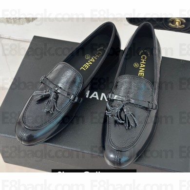 Chanel Calfskin Moccasins with Fringe Black 2024