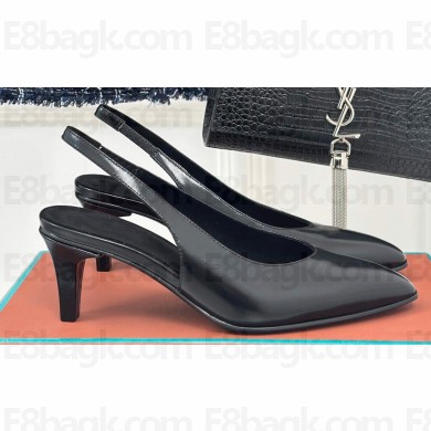 Loro Piana Heel 6.5cm Rebecca Slingbacks in Calfskin Black 2024