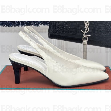 Loro Piana Heel 6.5cm Rebecca Slingbacks in Calfskin White 2024