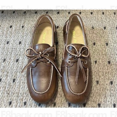 Miu Miu Unlined bleached leather loafers 5D123E Coffee 2024