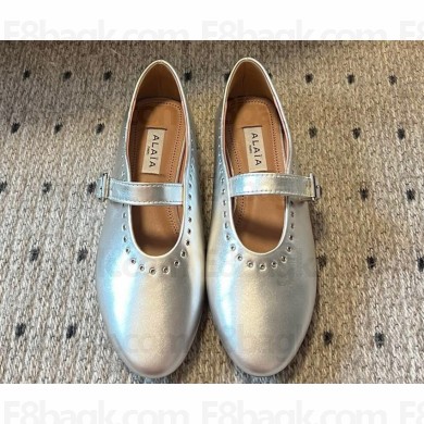 Alaia Strap ballet flats in Leather Silver 2024