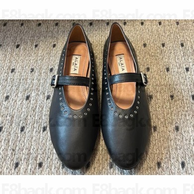 Alaia Strap ballet flats in Leather Black 2024