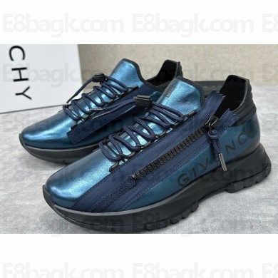 Givenchy Spectre runner Men's Sneakers in laminated leather Blue with zip