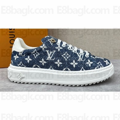 Louis Vuitton Monogram denim Time Out Women/Men Sneakers Dark Blue