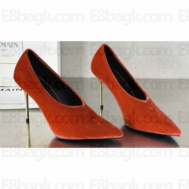 Balamin Heel 9.5cm Ruby Velvet Pumps 01 2024