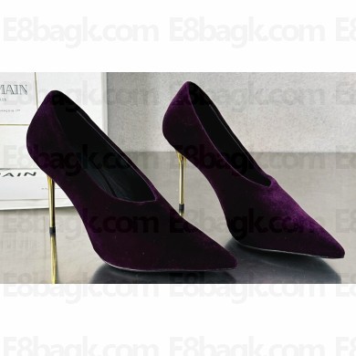 Balamin Heel 9.5cm Ruby Velvet Pumps Purple 2024