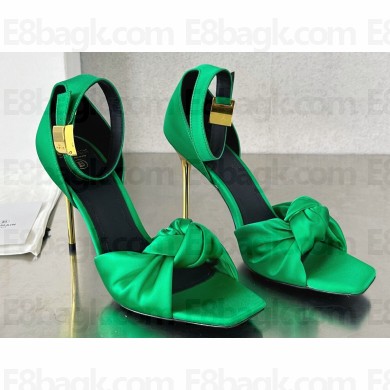 Balamin Heel 9.5cm Uma Satin Silk Sandals Green 2024
