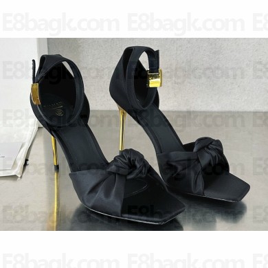 Balamin Heel 9.5cm Uma Satin Silk Sandals Black 2024