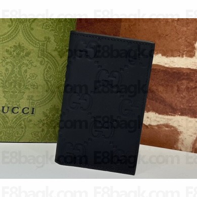 Gucci GG rubber-effect Long Card Case 771317 in Black leather