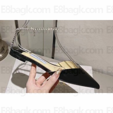 Jimmy Choo point-toe flats Patent Leather Black with Crystal Embellishment 2024