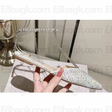 Jimmy Choo point-toe flats Crystals White/Multicolor with Crystal Embellishment 2024