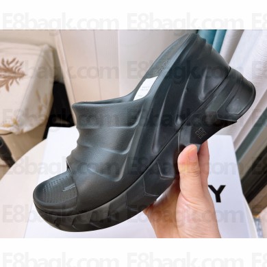 Cheap Sale Givenchy Heel 10cm Platform 4.5cm Marshmallow wedge sandals in rubber Black