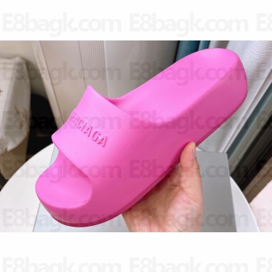 Cheap Sale Balenciaga Chunky Slide Sandals in Fuchsia rubber