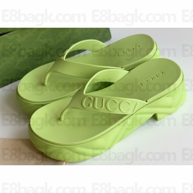 Cheap Sale Gucci thong platform rubber sandals 746334 Green