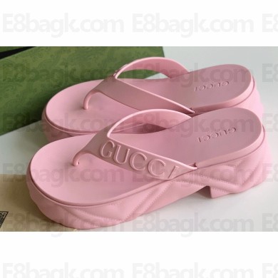 Cheap Sale Gucci thong platform rubber sandals 746334 Pink