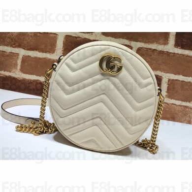 Gucci GG Marmont Mini Round Shoulder Bag 550154 Leather White