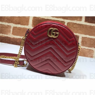 Gucci GG Marmont Mini Round Shoulder Bag 550154 Leather Red
