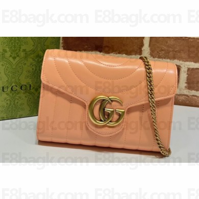 Gucci GG Marmont matelassé mini Bag 474575 Leather Peach