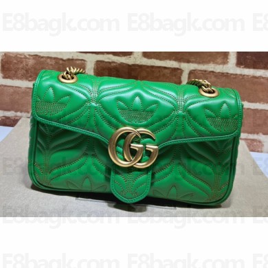 Gucci x Adidas GG Marmont Small shoulder bag 443497 Leather Green
