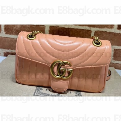 Gucci GG Marmont Small shoulder bag 443497 Leather Peach