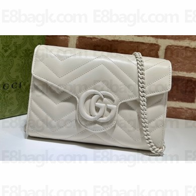 Gucci GG Marmont matelassé mini Bag 474575 leather White with Brass hardware