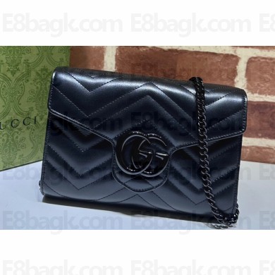 Gucci GG Marmont matelassé mini Bag 474575 leather Black with Brass hardware