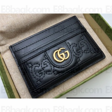 Gucci GG Matelassé card case 723790 in Black leather