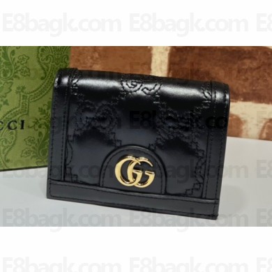 Gucci GG Matelassé card case Wallet 723786 in Black leather