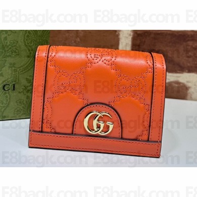 Gucci GG Matelassé card case Wallet 723786 in Orange leather