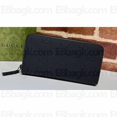 Gucci GG rubber-effect zip around wallet 771421 in Black leather
