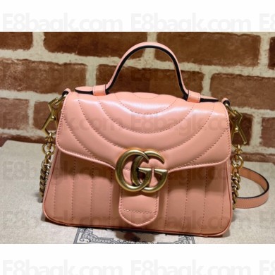 Gucci GG Marmont Mini Top Handle Bag 547260 Leather Peach