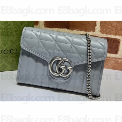 Gucci GG Marmont matelassé mini Bag 474575 leather Gray with Antique silver-toned hardware