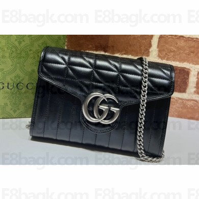 Gucci GG Marmont matelassé mini Bag 474575 leather Black with Antique silver-toned hardware