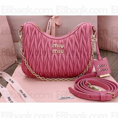 Miu Miu Matelassé nappa leather shoulder bag with Chain 5BH211 Fuchsia