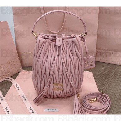 Miu Miu Matelassé nappa leather Bucket Bag 5BE084 Pink