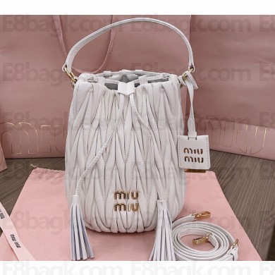 Miu Miu Matelassé nappa leather Bucket Bag 5BE084 White