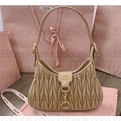 Miu Miu Matelassé nappa leather Hobo bag 5BC157 Nude