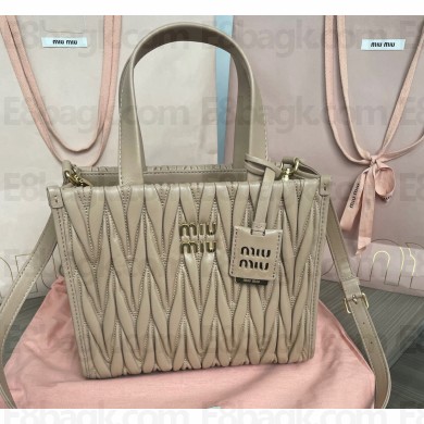 Miu Miu Matelassé nappa leather Handbag 5BG263 Nude