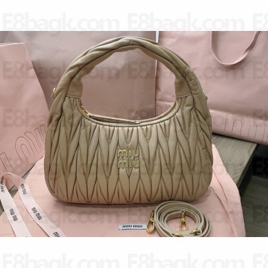Miu Miu Wander matelassé nappa leather hobo Bag 5BC153 Nude