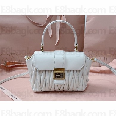 Miu Miu Matelassé nappa leather Mini Bag 5BP083 White