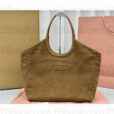 Miu Miu IVY Corduroy Large Tote bag 5BG276 Brown