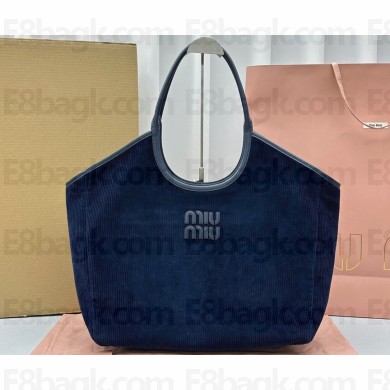 Miu Miu IVY Corduroy Large Tote bag 5BG276 Blue