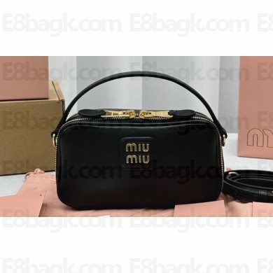 Miu Miu Leather shoulder bag 5BH229 Black 2024