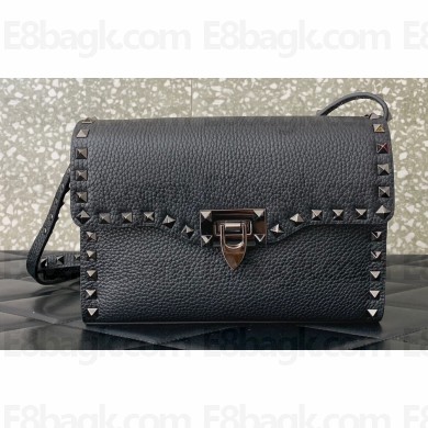 Valentino Small Rockstud Crossbody Bag in Grainy Calfskin Black 2024