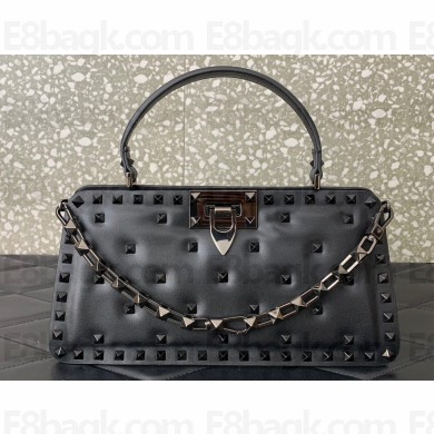 Valentino Rockstud Handbag In Padded Nappa Black 2024