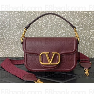 Valentino Alltime shoulder bag in grainy calfskin Burgundy 2024
